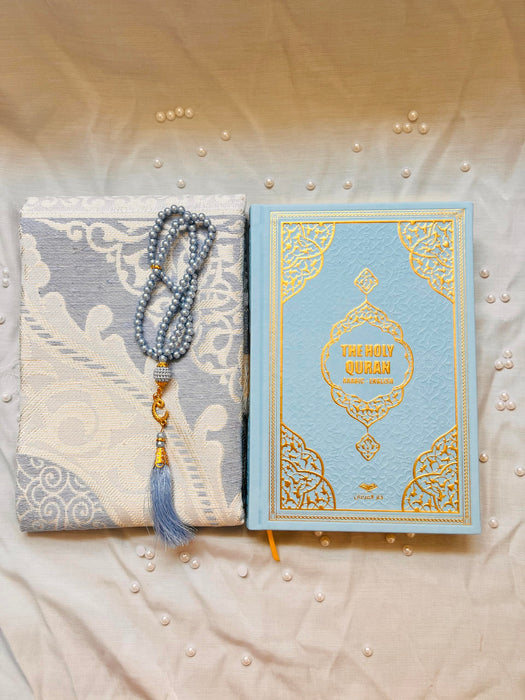 Cute & Colorful Quran Gift Set with English Translation Quran, Prayer Rug, and Prayer Beads | Gift for Muslims | Islamic Gift | Ramadan Eid Gift for Muslims