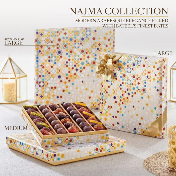 Bateel Najma Filled Dates Gift Set | Extra Large | Signature Collection of Gourmet Stuffed Dates | Luxury Arabesque Gift Box | Gift for Muslims | Islamic Gift | Ramadan Eid Gift for Muslims