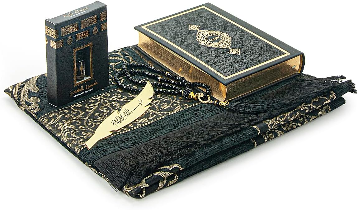 Prayer Gift Set for Men & Women | Muslim Prayer Rug, Salah Mat, Beads Taasbih, Arabic Holy Quran| Islamic Gift Set for Ramadan & Eid | Gift for Muslims | Islamic Gift | Ramadan Eid Gift for Muslims