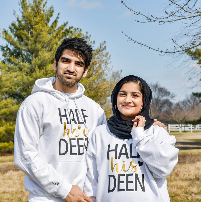 Couples "Half His Deen" & "Half Her Deen" Matching Hoodies (Set of 2)