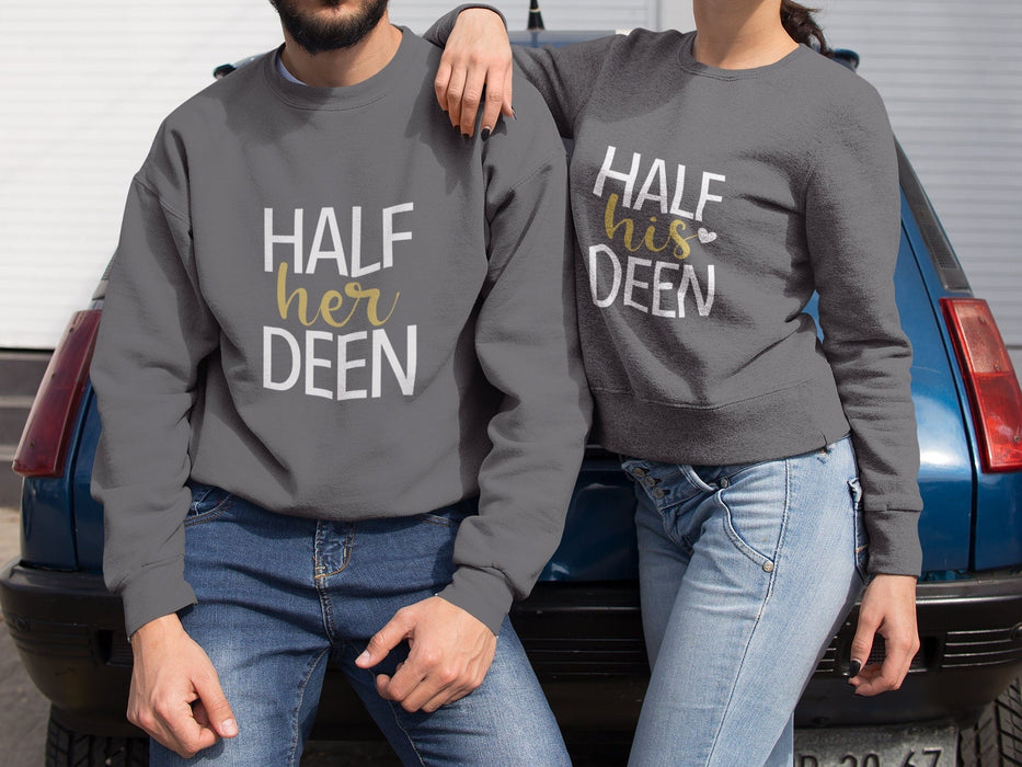 Couples "Half His Deen" & "Half Her Deen" Matching Sweatshirts (Set of 2)