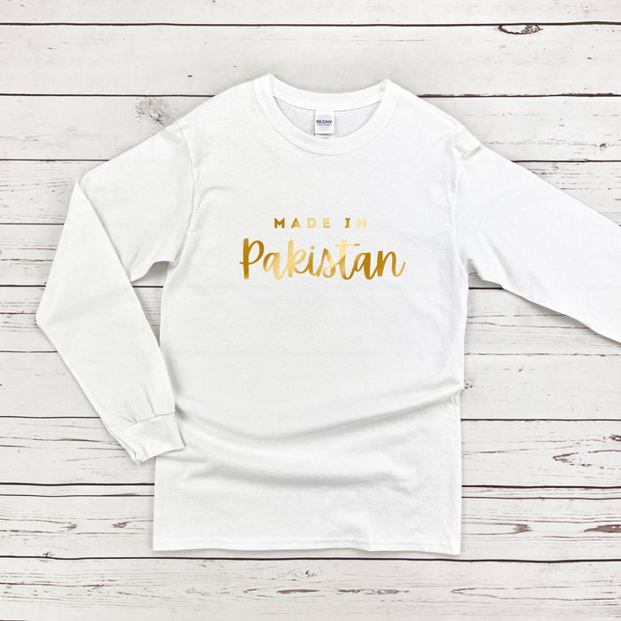 GOLD Personalized "Made in [INSERT COUNTRY]" Long Sleeve Shirt