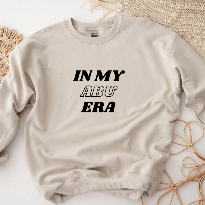 a sweater with the words in my abu era printed on it