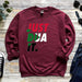 a red sweatshirt that says just doa it