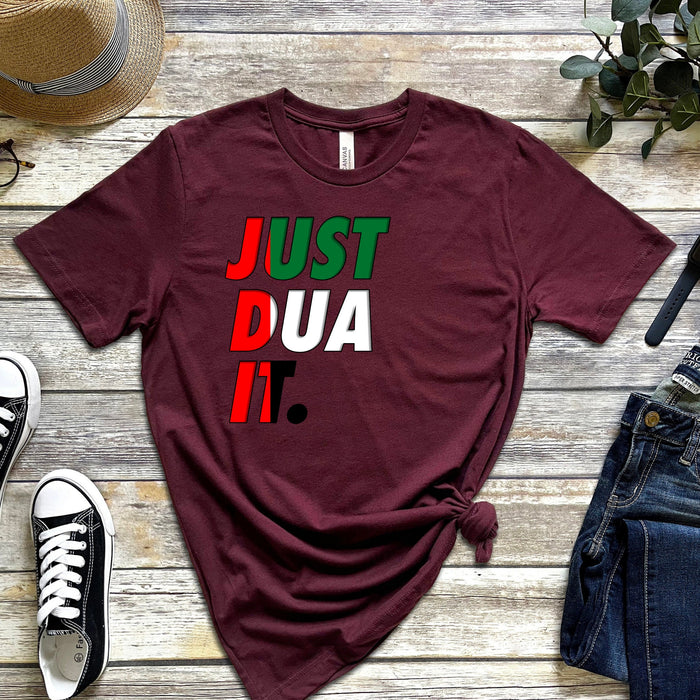 a t - shirt with the words just pua it on it