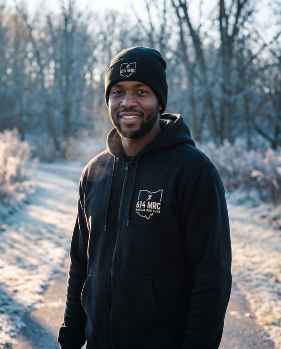 614MRC Knit Beanie worn by a 614 MRC member in Columbus