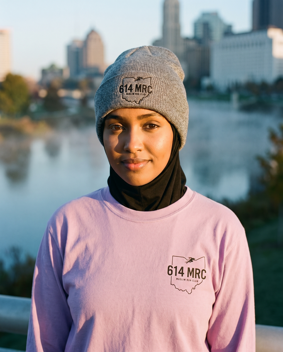 614MRC Knit Beanie worn by a 614 MRC member in Columbus