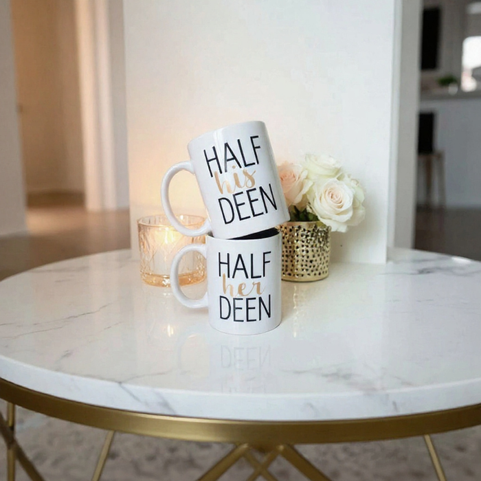 Couples "Half His Deen" & "Half Her Deen" Mugs (Set of 2)