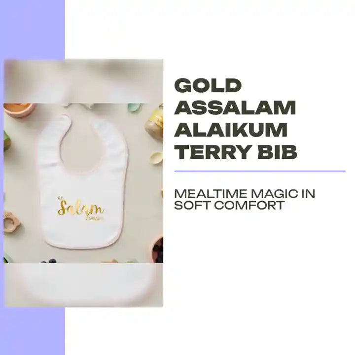 GOLD Assalam Alaikum Terry Bib by@Outfy