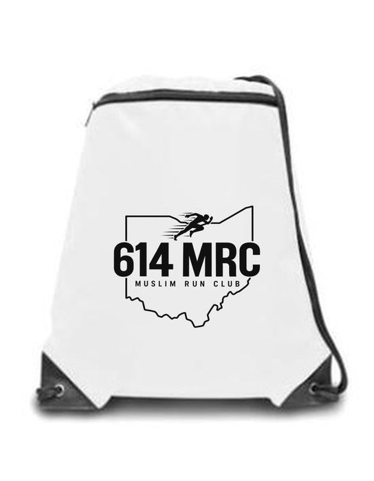 614MRC Zippered Drawstring Bag in White