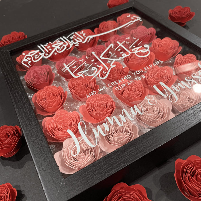 Custom Calligraphy 3D Flower Shadow Box