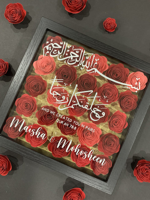 Custom Calligraphy 3D Flower Shadow Box