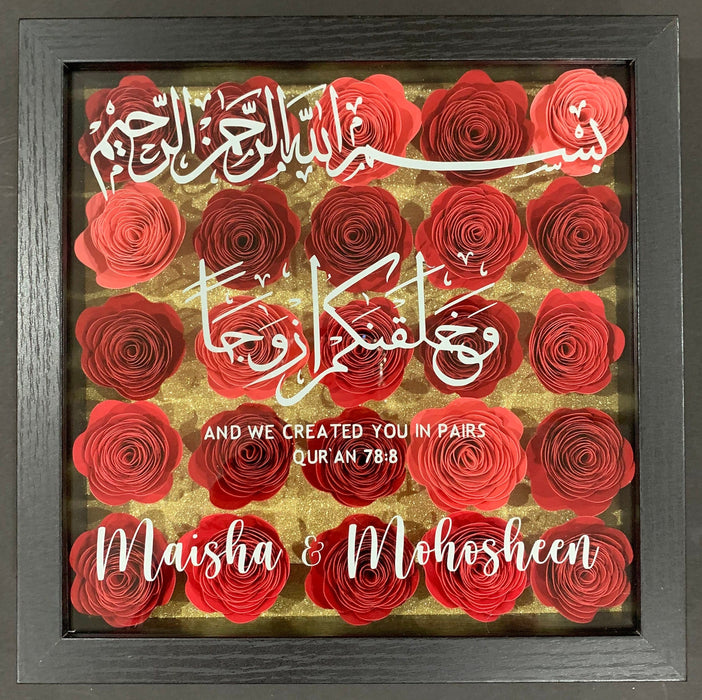 Custom Calligraphy 3D Flower Shadow Box