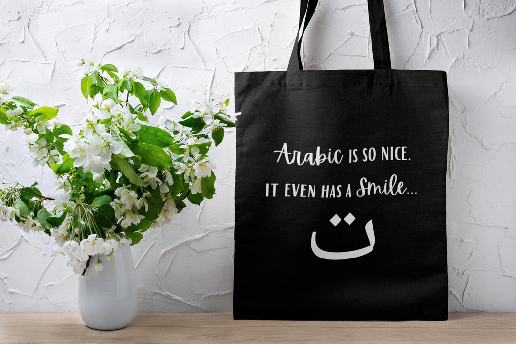 Arabic is So Nice It Even Has a Smile ت Tote Bag