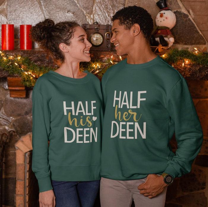 Half His Deen & Half Her Deen Couples' Matching Sweatshirts (Set of 2)